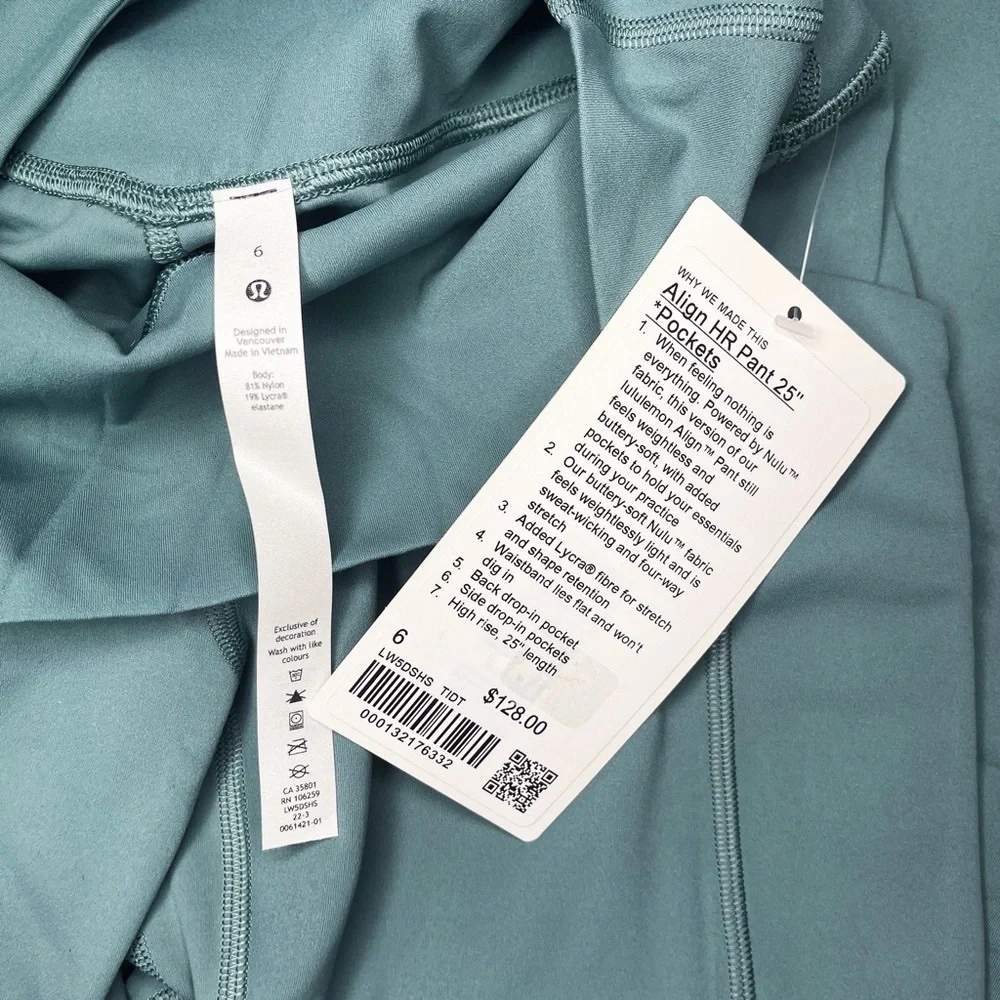 Lululemon Align High Rise Pants Leggings with Pockets Tidewater Teal Nwt - Picture 8 of 9